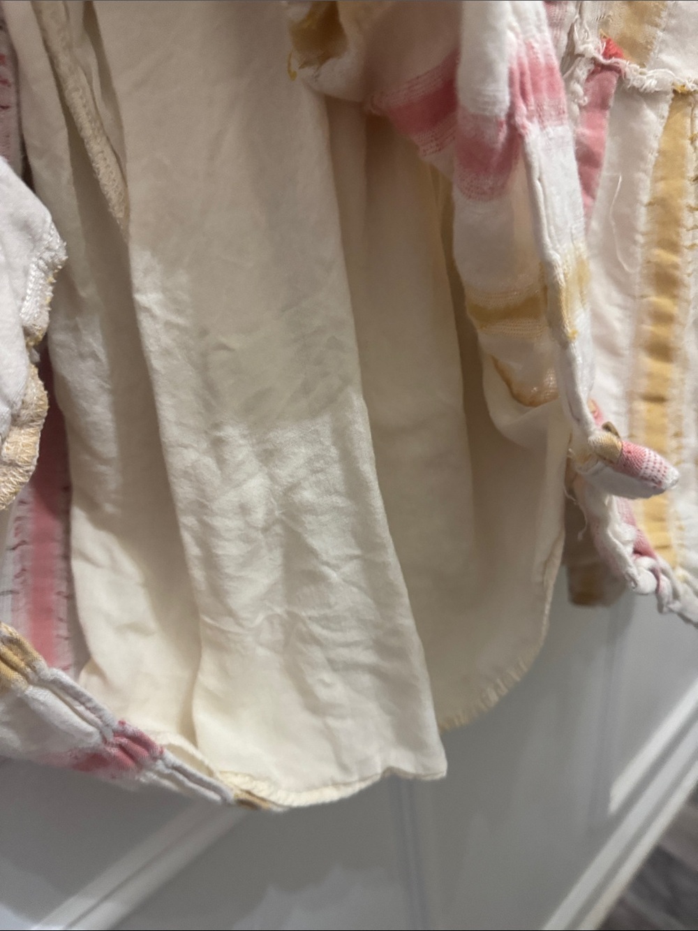Free People Cream Dress with Pink & Yellow Stripes M Do it again mini boho - Picture 15 of 15